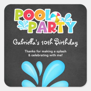 Adesivo Quadrado Piscina Party Big Splash Obrigado