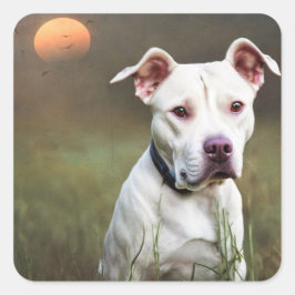 Adesivo Quadrado Pitbull Branco