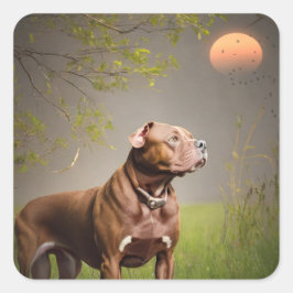 Adesivo Quadrado Pitbull Marrom