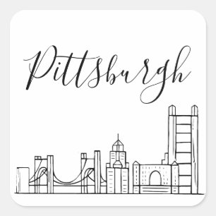 Adesivo Quadrado Pittsburgh Skyline