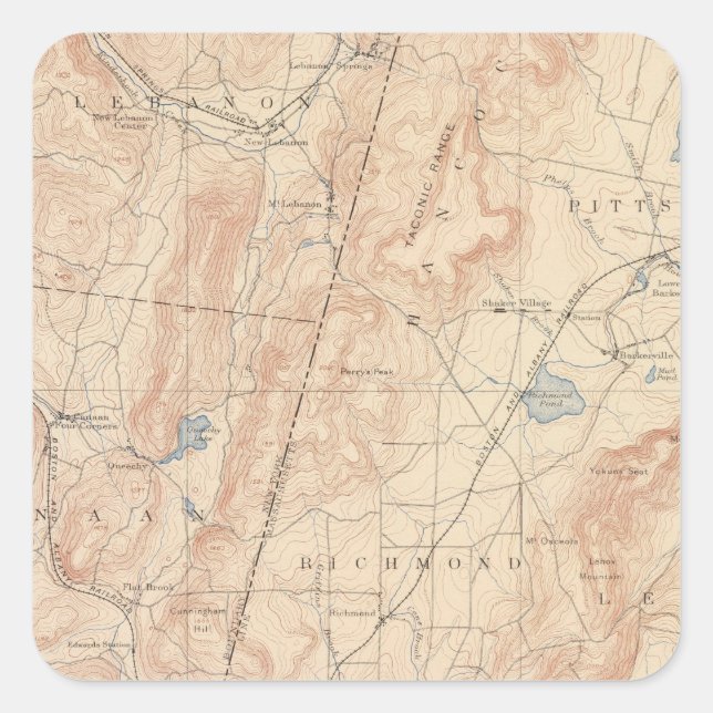 Adesivo Quadrado Pittsfield, Massachusetts (Frente)