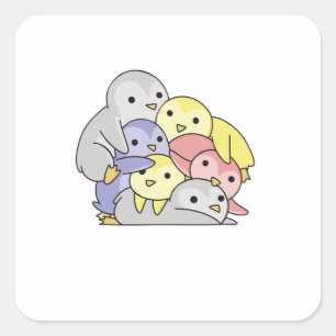 Adesivo Quadrado Pivotgender Flag Pride Lgbtq Cute Penguin