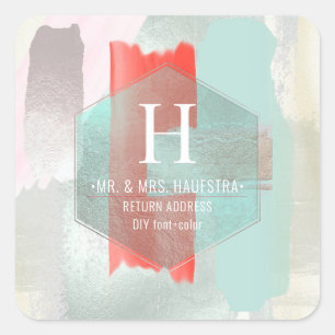 Adesivo Quadrado Pix Dezines Watercolor Coral Arte Moderna