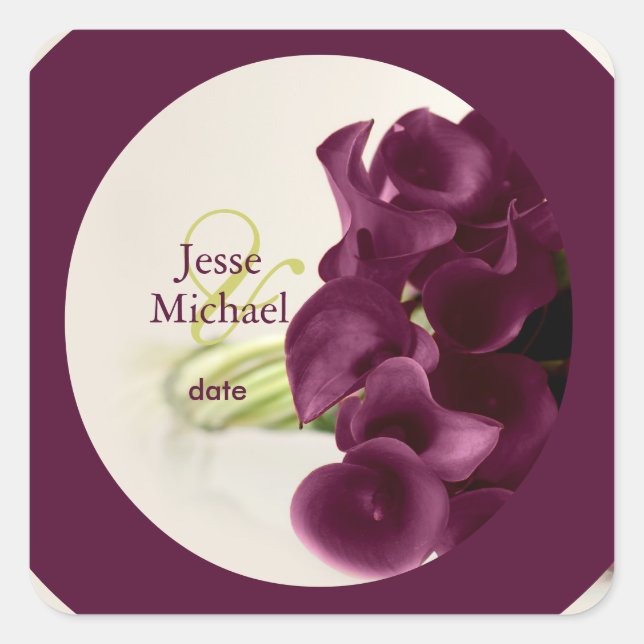 Adesivo Quadrado PixDezines Burgundy Calla Lillies, costume (Frente)