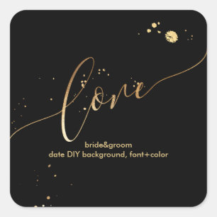 Adesivo Quadrado PixDezines deslumbrada dourado/amor