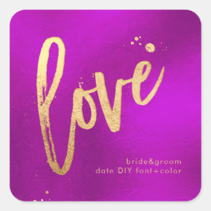 Adesivo Quadrado PixDezines deslumbrada dourado/amor, Magenta