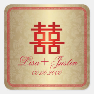 Adesivo Quadrado PixDezines dupla felicidade chinesa