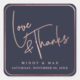 Adesivo Quadrado PixDezines FALSO OURO ROSA LOVE+THANKS|COR DIY