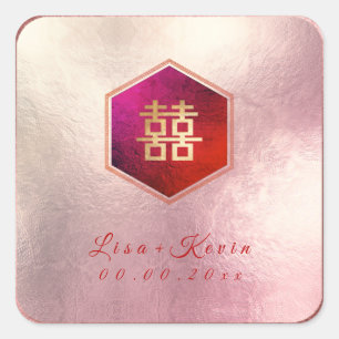 Adesivo Quadrado PixDezines Honeycomb Rosa de Omã de Felicidade Dup