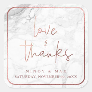 Adesivo Quadrado PixDezines MARBLE FAUX ROSA DOURADO LOVE+OBRIGADOS