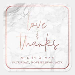 Adesivo Quadrado PixDezines MÁRMORE FALSO OURO ROSA LOVE+THANKS