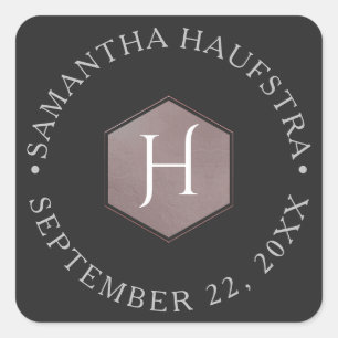 Adesivo Quadrado PixDezines Monograma Cor-de-rosa-pincel