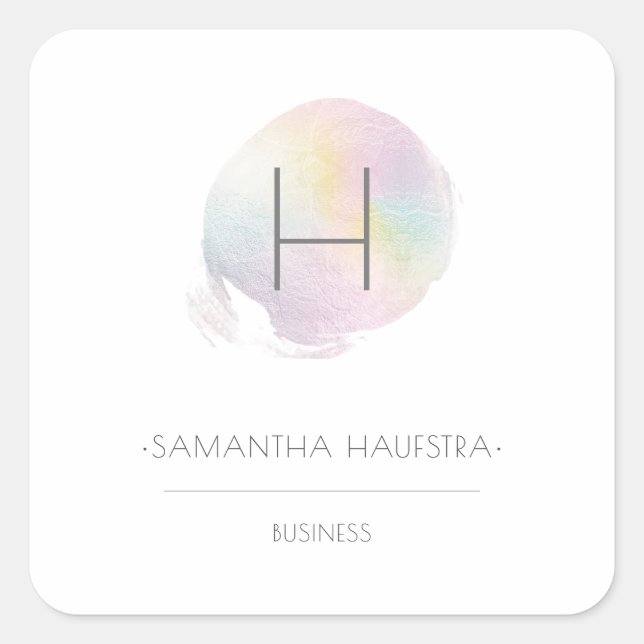 Adesivo Quadrado PixDezines Monograma Faux Holographic (Frente)