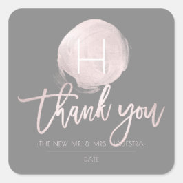 Adesivo Quadrado PixDezines Monograma Folha Rosa Esbranquiçada, Obr