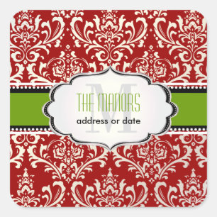 Adesivo Quadrado PixDezines Red+White Rossi Damask/Christmas