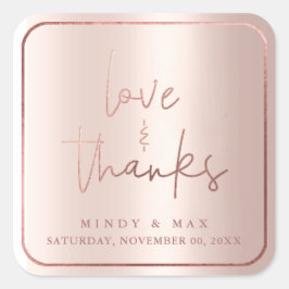 Adesivo Quadrado PixDezines ROSA DOURADO LOVE+OBRIGADOS