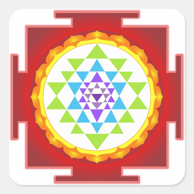 Adesivo Quadrado PixDezines Sri Yantra/Chakra Clearing/Focus Point (Frente)