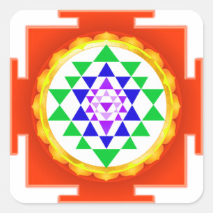 Adesivo Quadrado PixDezines Sri Yantra Chakra Limpando/Brilho Laran