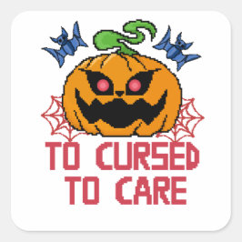 Adesivo Quadrado Pixel Art Halloween Pumpkins, Skulls & Bats