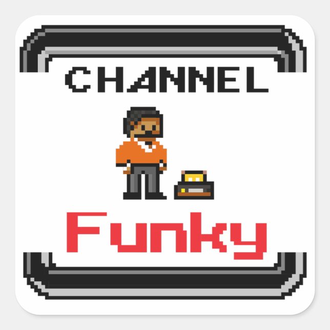 Adesivo Quadrado Pixel Art Square do Canal Funky (Frente)