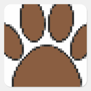 Adesivo Quadrado Pixel Dog Paw Print