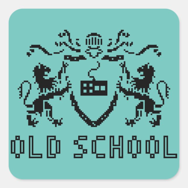 Adesivo Quadrado Pixel Heraldic Old School Sticker (Frente)