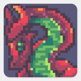 Adesivo Quadrado Pixelart, Pixel Art dragon