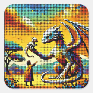 Adesivo Quadrado pixelated image of a dragon trainer