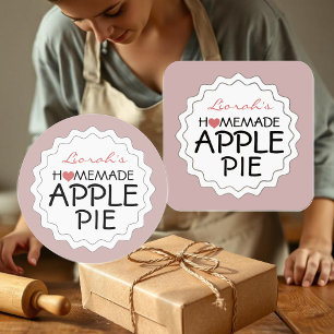 Adesivo Quadrado Pizza de Apple caseira com borda de rótulo de bord