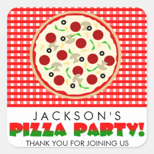 Adesivo Quadrado Pizza Party Favor Stickers