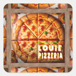 Adesivo Quadrado Pizza Pizzeria Design