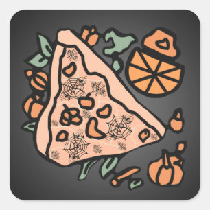 Adesivo Quadrado Pizza Retro com um Toque de Abóbora