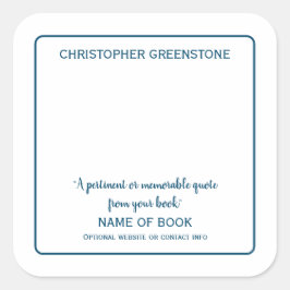 Adesivo Quadrado Placa Azul de Assinatura de Autor Quadrado