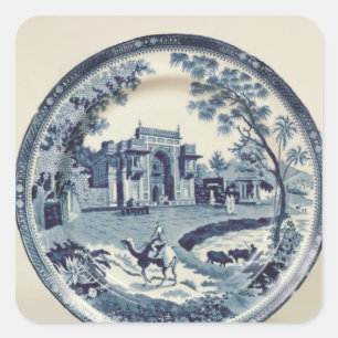Adesivo Quadrado Placa azul e branca de Spode, c.1815