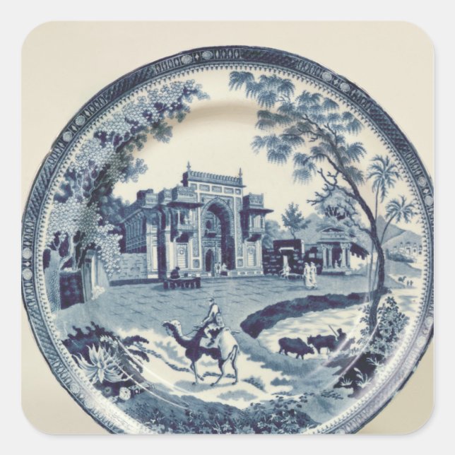 Adesivo Quadrado Placa azul esplena e branca, c.1815 (Frente)