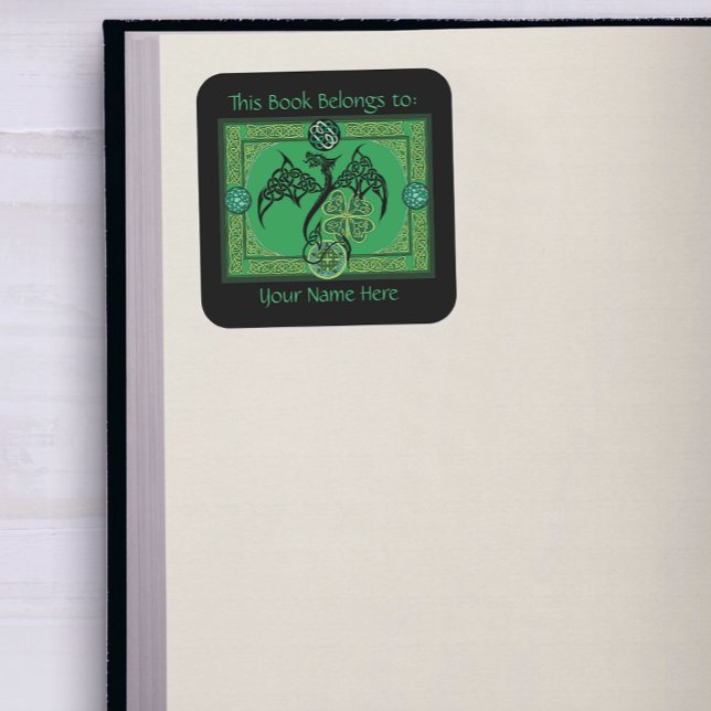 Adesivo Quadrado Placa Celular do Dragão Verde Irlandês (Criador carregado)