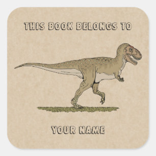 Adesivo Quadrado Placa comercial do Dinossauro Tiranossauro Rex