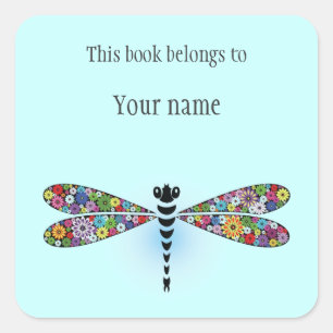 Adesivo Quadrado Placa de Autocolante Personalizada Dragonfly