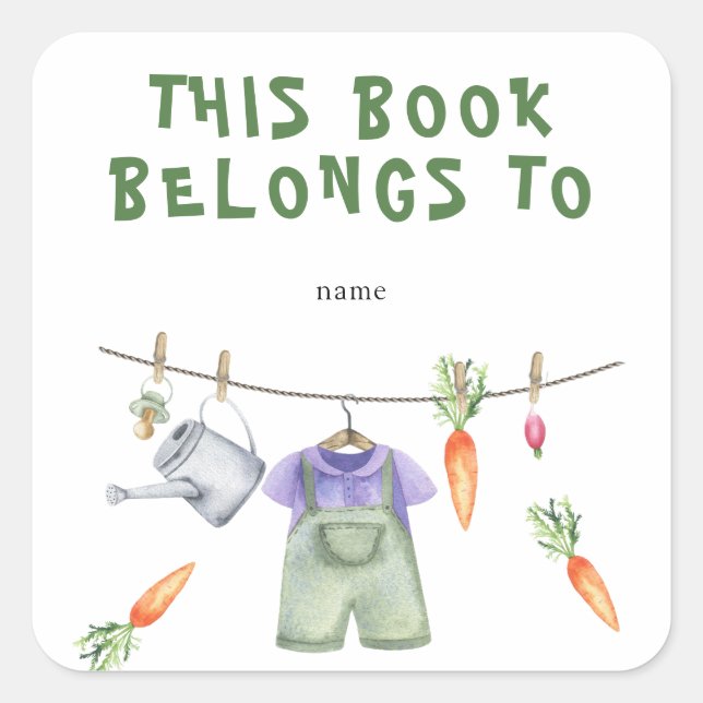 Adesivo Quadrado Placa de Chá de fraldas cultivada - este livro per (Frente)