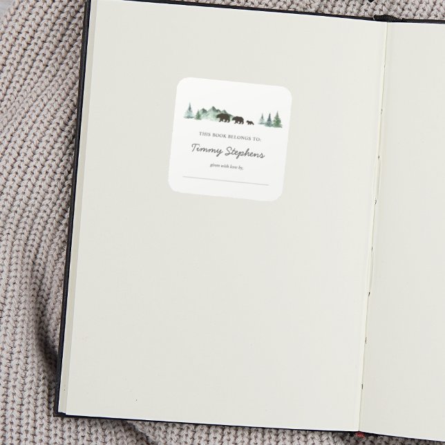 Adesivo Quadrado Placa de Chá de fraldas do Bear (Criador carregado)