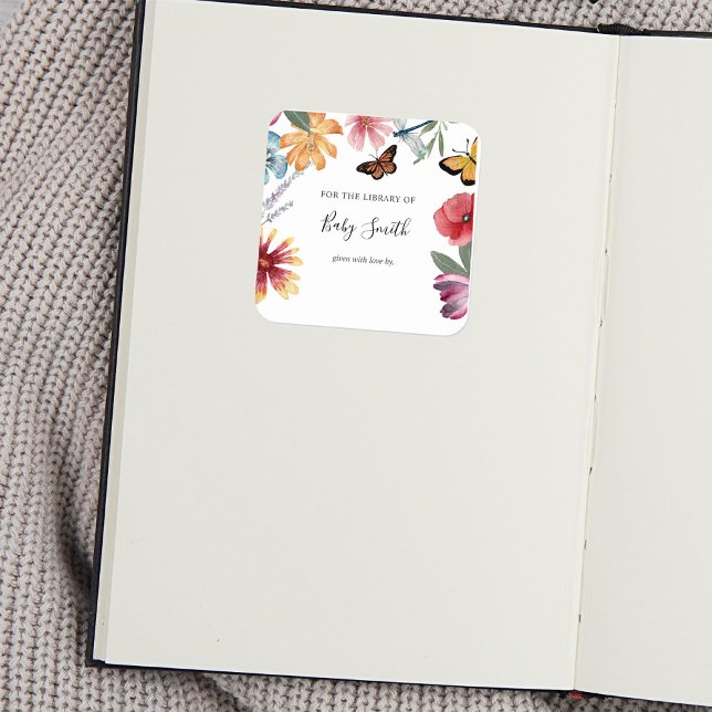 Adesivo Quadrado Placa de Chá de fraldas do Borboleta (Criador carregado)