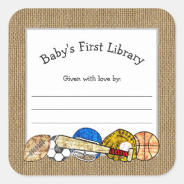 Adesivo Quadrado Placa de chá de fraldas do Tema Esportivo Russo