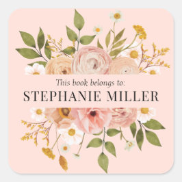 Adesivo Quadrado Placa de dia de as mães com nome floral boêmico bo