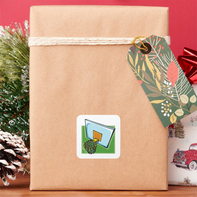 Adesivo Quadrado Placa De Fundo E Rede De Esporte De Basquete (Criador carregado)