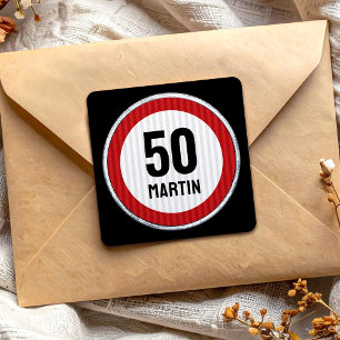 Adesivo Quadrado Placa de Limite de Velocidade de 50 Anos - QUALQUE