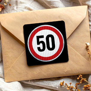 Adesivo Quadrado Placa de Limite de Velocidade de 50 Anos - QUALQUE