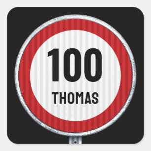 Adesivo Quadrado Placa de limite de velocidade de aniversário de 10