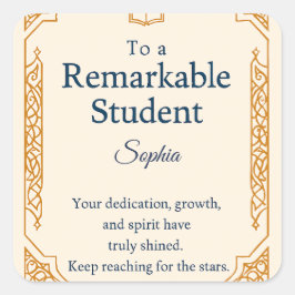 Adesivo Quadrado Placa de Parabéns Elegante para um travamento notá