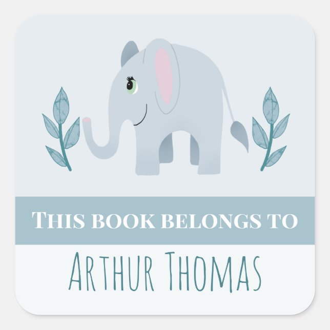 Adesivo Quadrado Placa de segurança para crianças de elefante Safar (Frente)