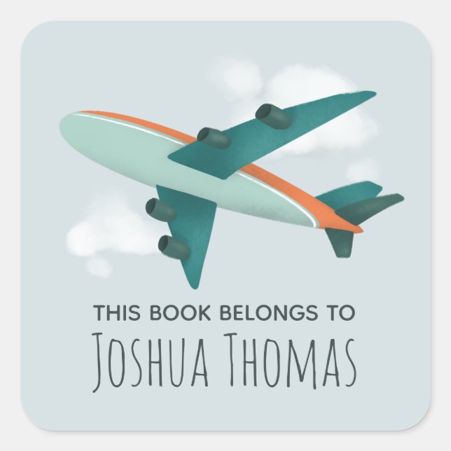 Adesivo Quadrado Placa de Viagem de Avião para Crianças (Frente)